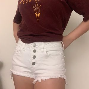 small white high waisted shorts